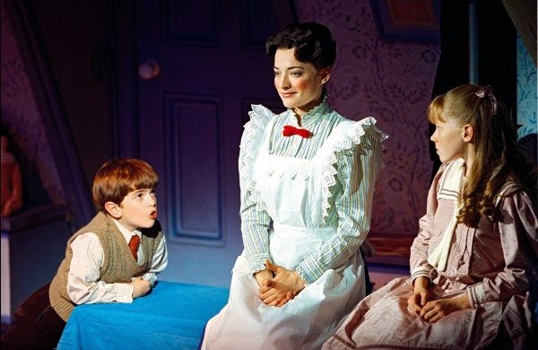 Harry Stott (Michael), Laura Michelle Kelly (Mary Poppins) & Charlotte Spencer (Jane) 2004 - Photo by Michael Le Poer Trench Copyright CML